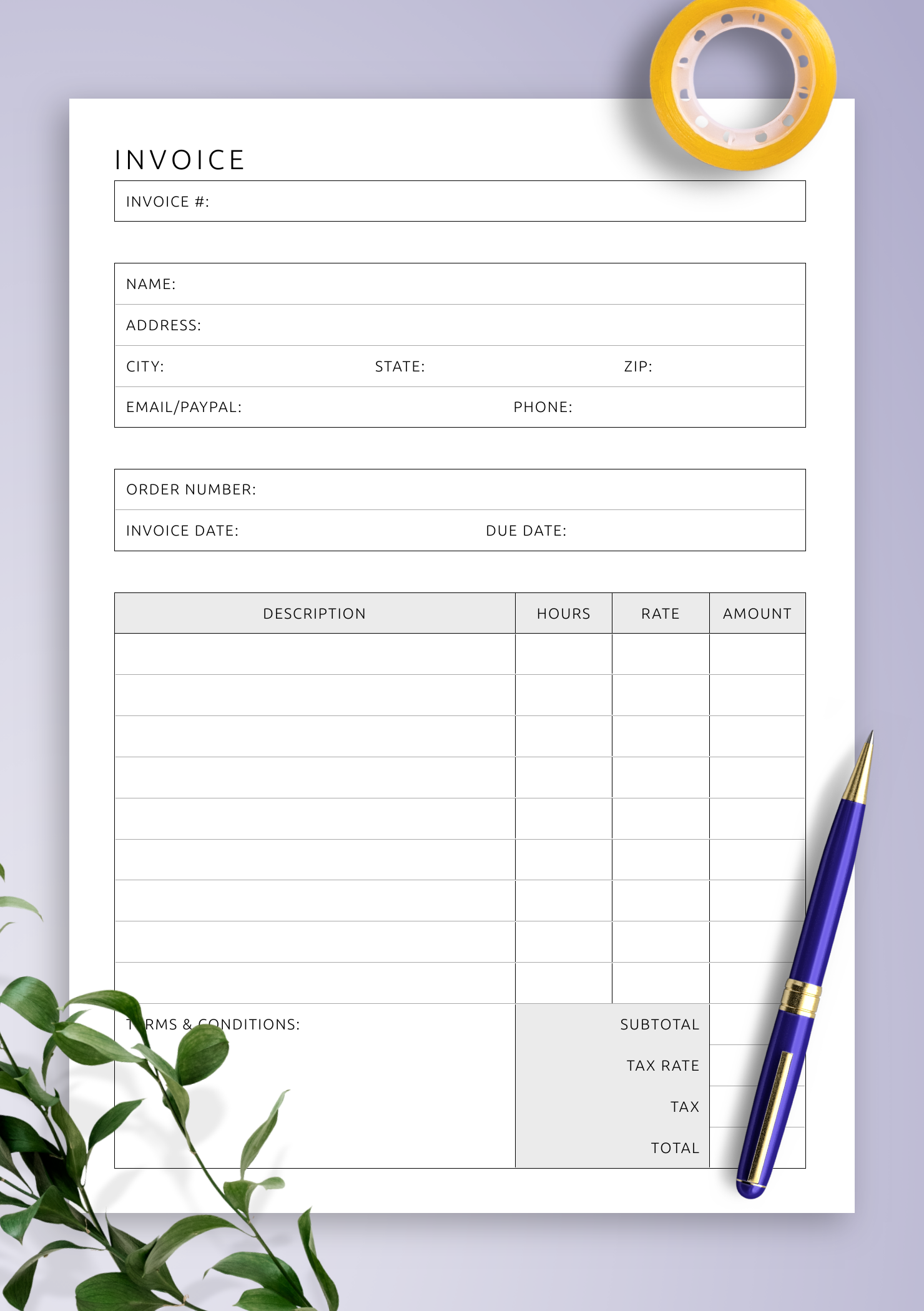 printable invoices free template