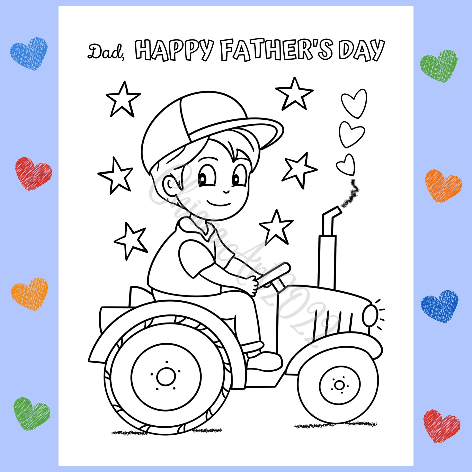 Father s Day Coloring Pages For Kids Happy Father s Day Printable Cute Father s Day Page Preschool And Up Hand Drawn Dad s Day Sheets PDF Etsy