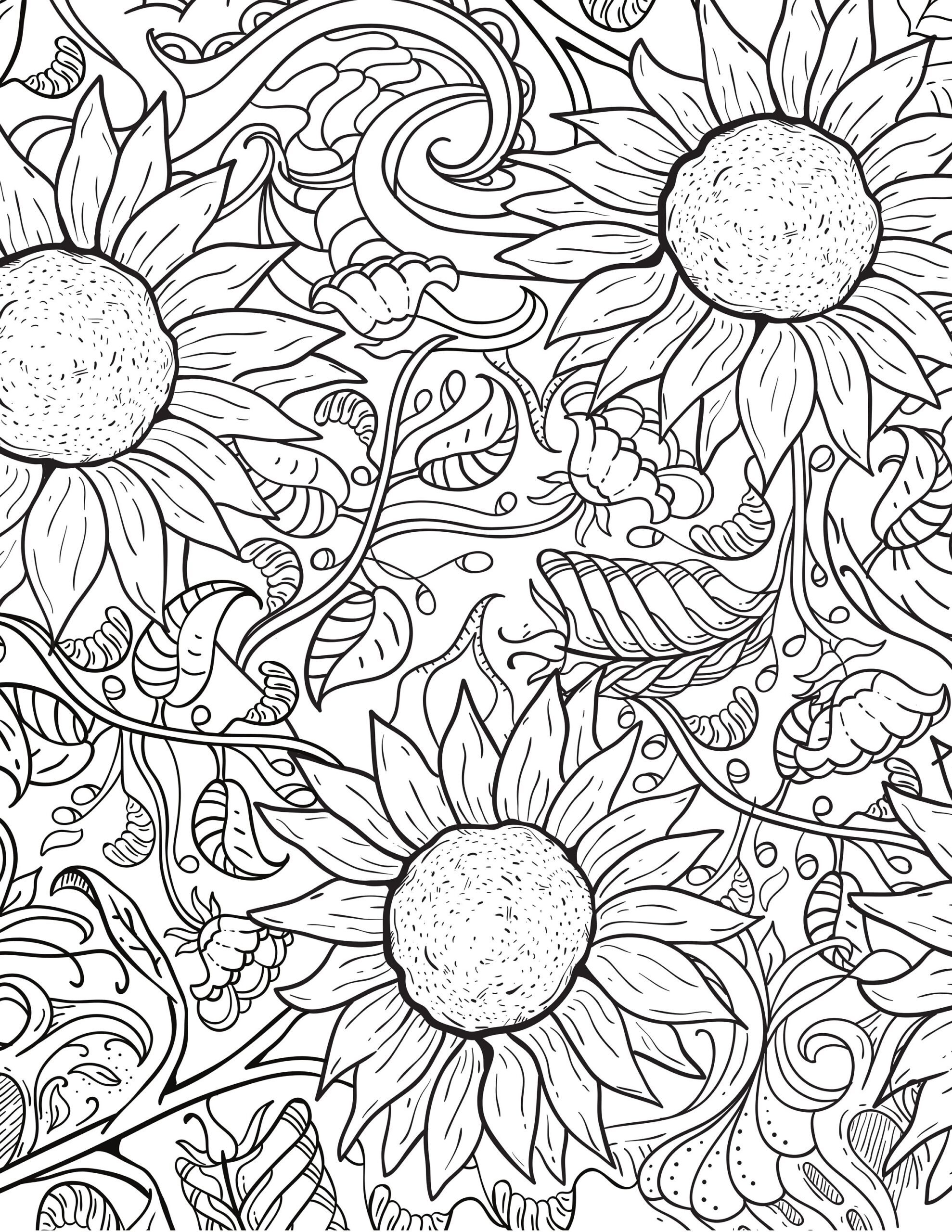 Floral Coloring Pages Coloring Book For Adults Floral Adult Coloring Book Flowers Coloring Pages Etsy