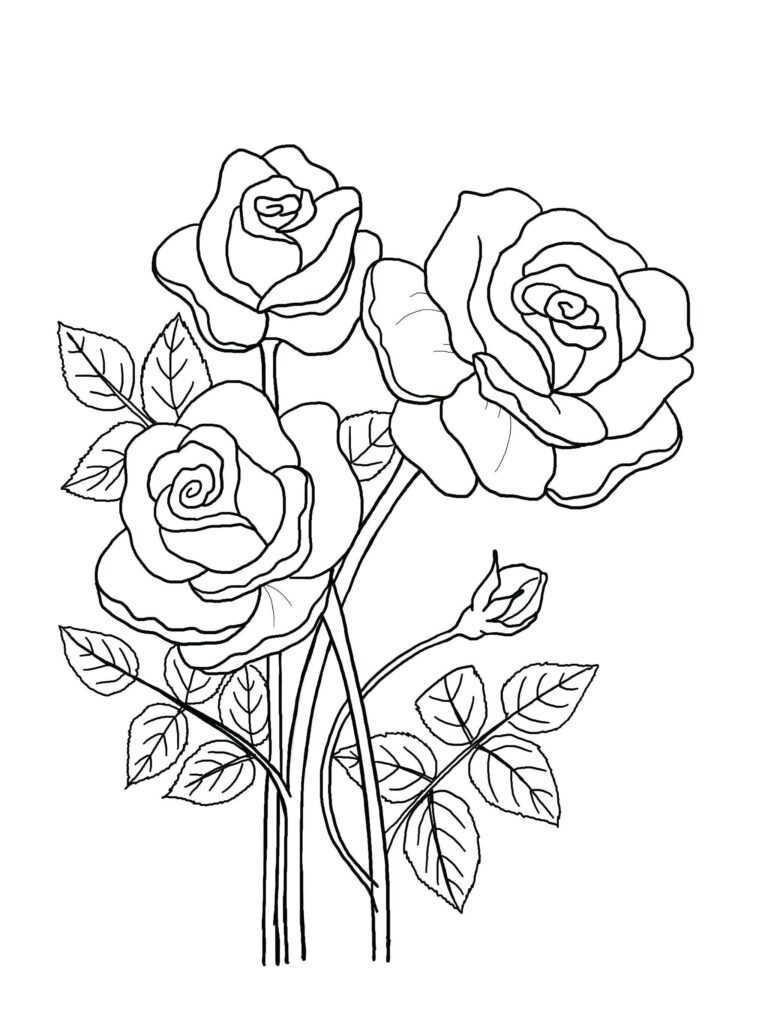 Floral Coloring Pages Hand drawn Flowers 5 page Book PDF JPG Etsy