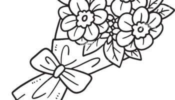 Flower Bouquet Isolated Coloring Page For Kids Stock Vector Image Art Alamy