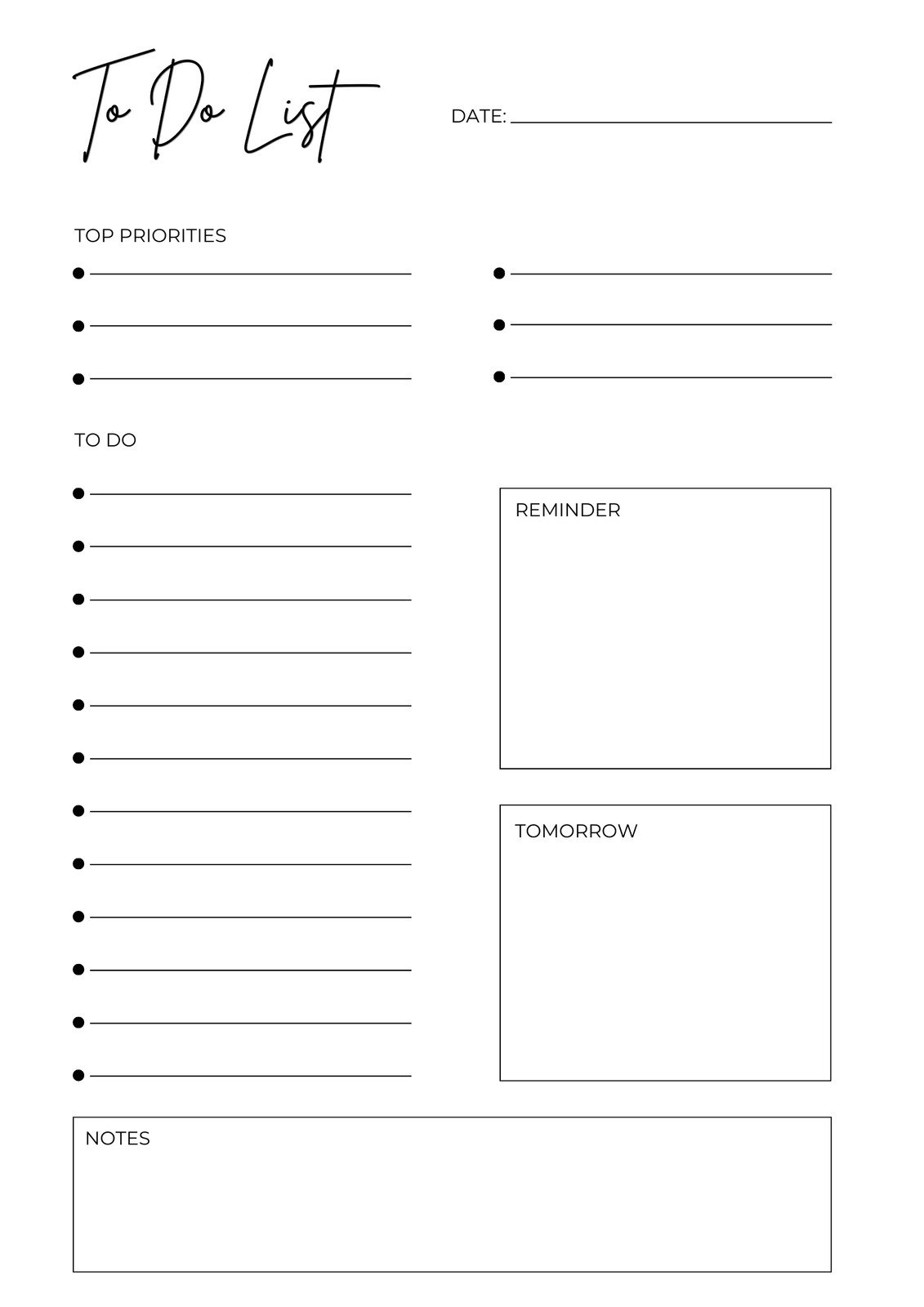 Free And Customizable To Do List Templates