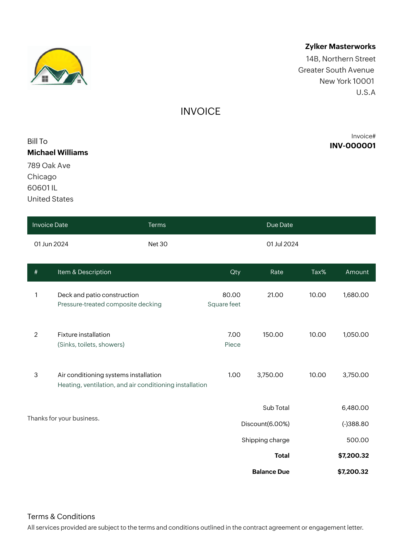 Free Construction Invoice Template For Download Free Construction Invoice Template For Download