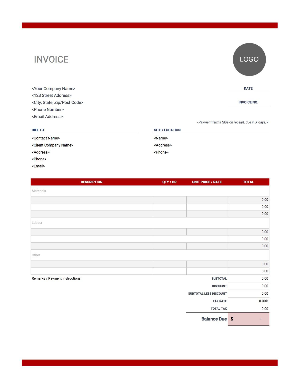 Free Construction Invoice Templates Free Construction Invoice Templates