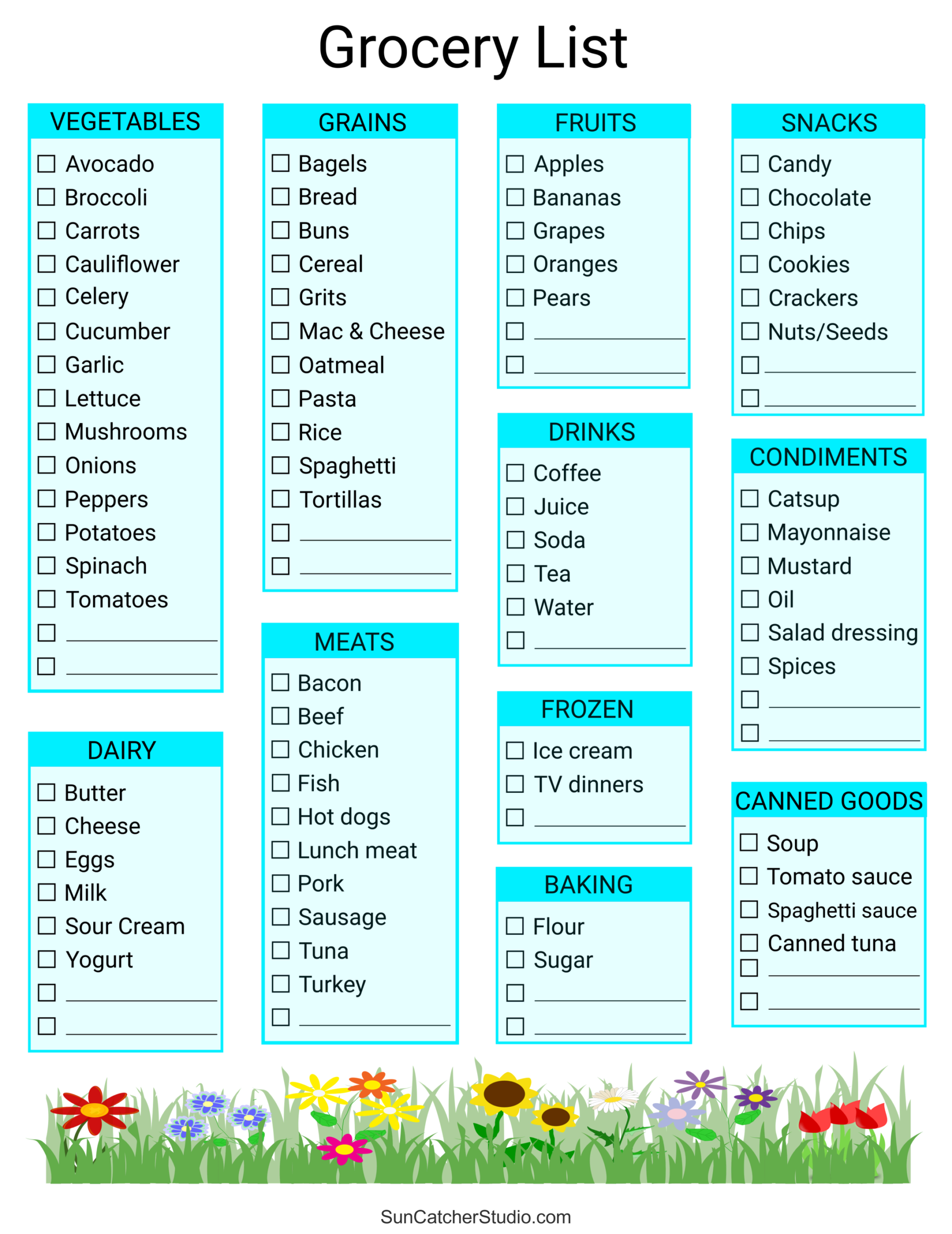 Free Printable Grocery List Templates PDF Shopping Lists Free Printables Lettering SVG Files Tools Apps