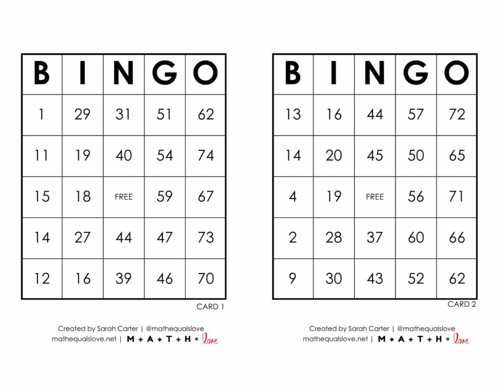 Free Printable PDF Bingo Cards And Call Sheet 1 75 