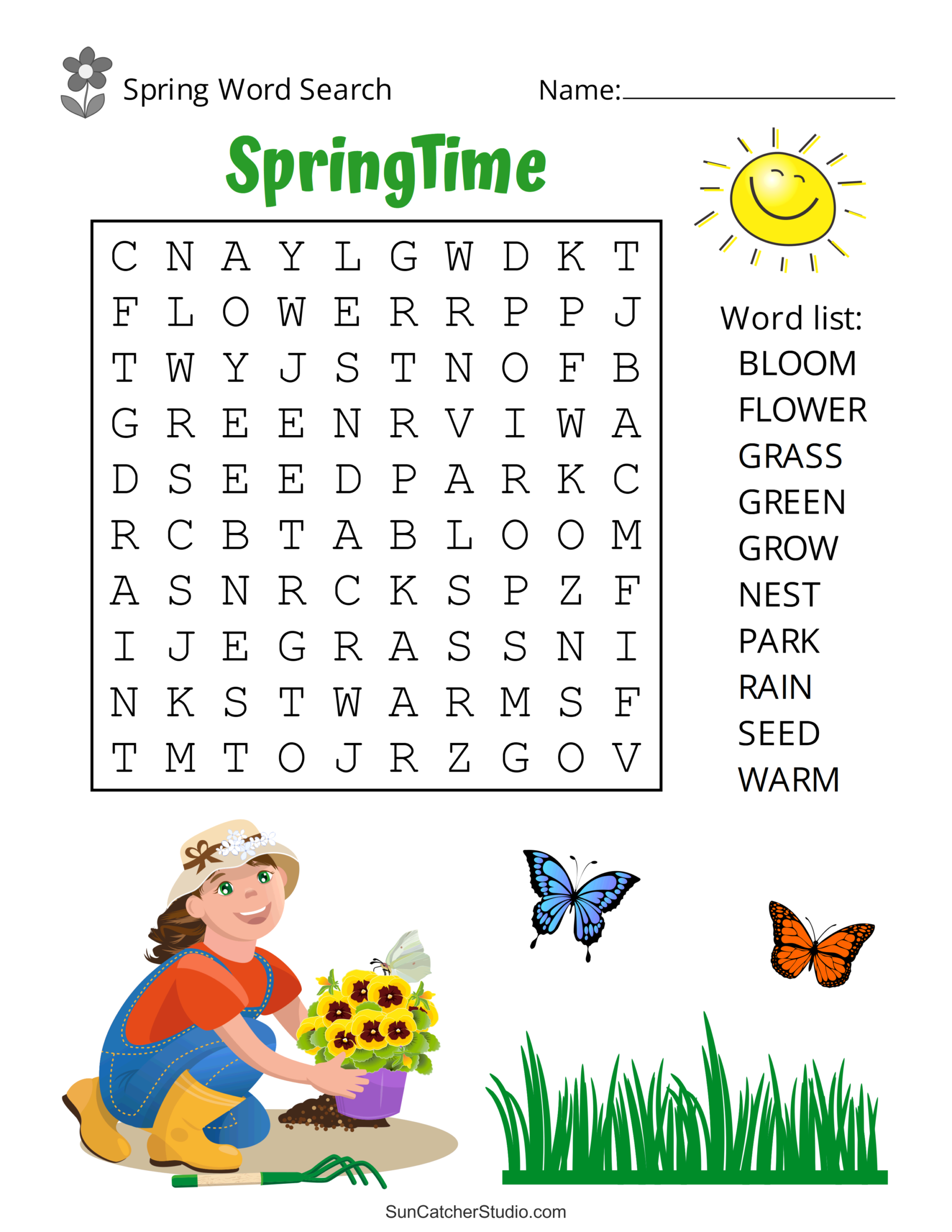 Free Printable Spring Word Search Puzzles Free Printables Lettering SVG Files Tools Apps