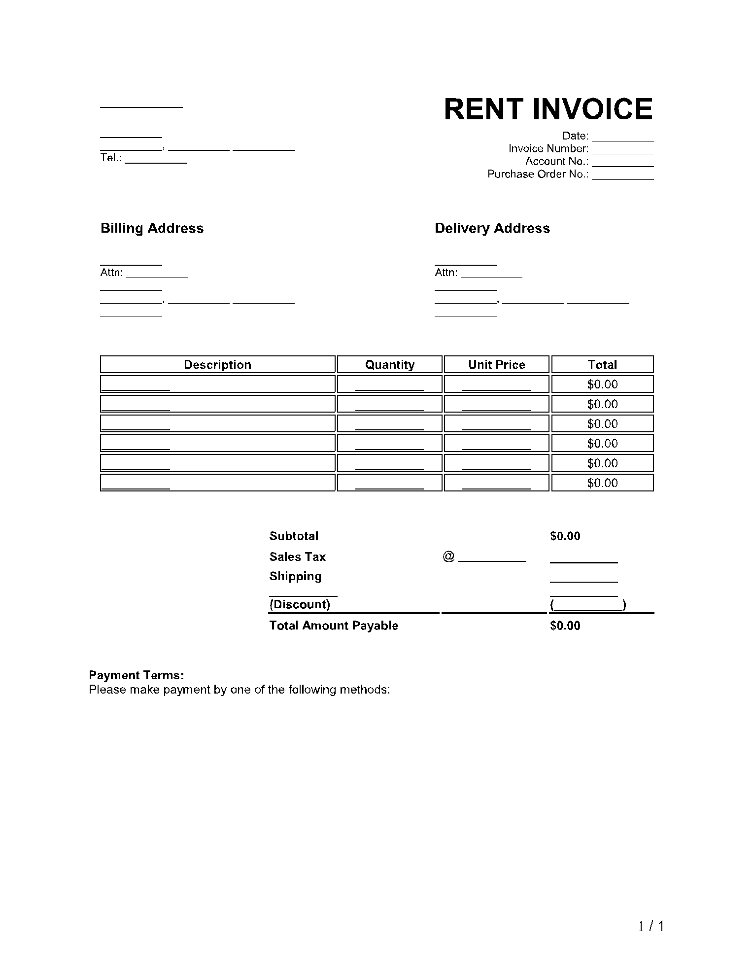 Free Rent Invoice Template Doc PDF CocoSign