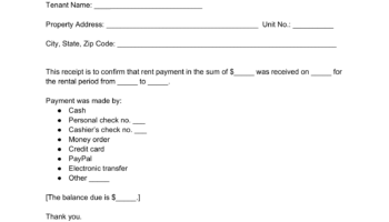 Free Rent Receipt Template PDF Word
