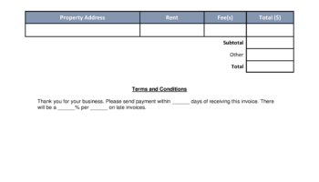 Free Rental Monthly Rent Invoice Template PDF Word EForms