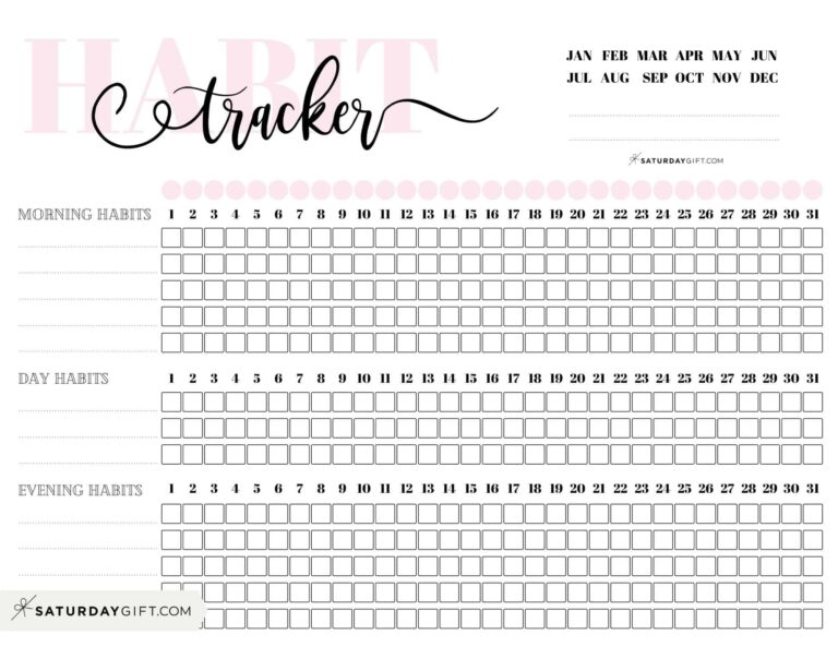 Habit Tracker Printable 43 Cute Free Printable Habit Trackers