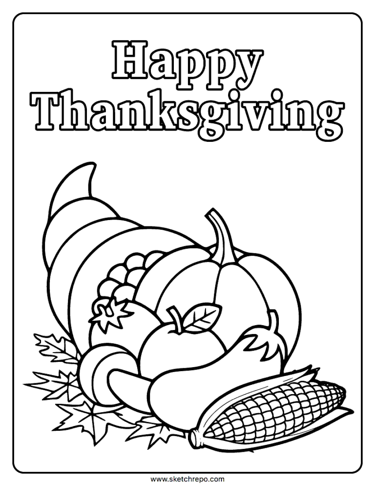 Happy Thanksgiving Coloring Page Sketch Repo