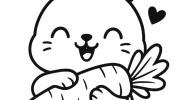 Little Rabbit And His Carrot Rabbit Bunny Coloring Pages