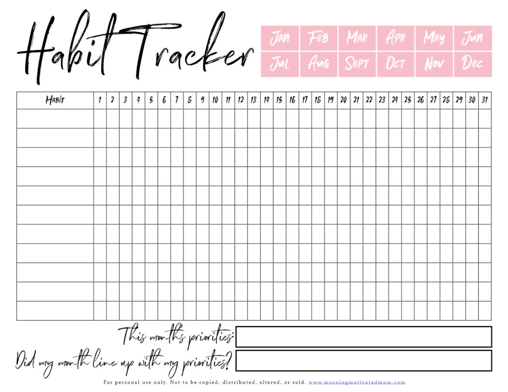 habit tracker printable free