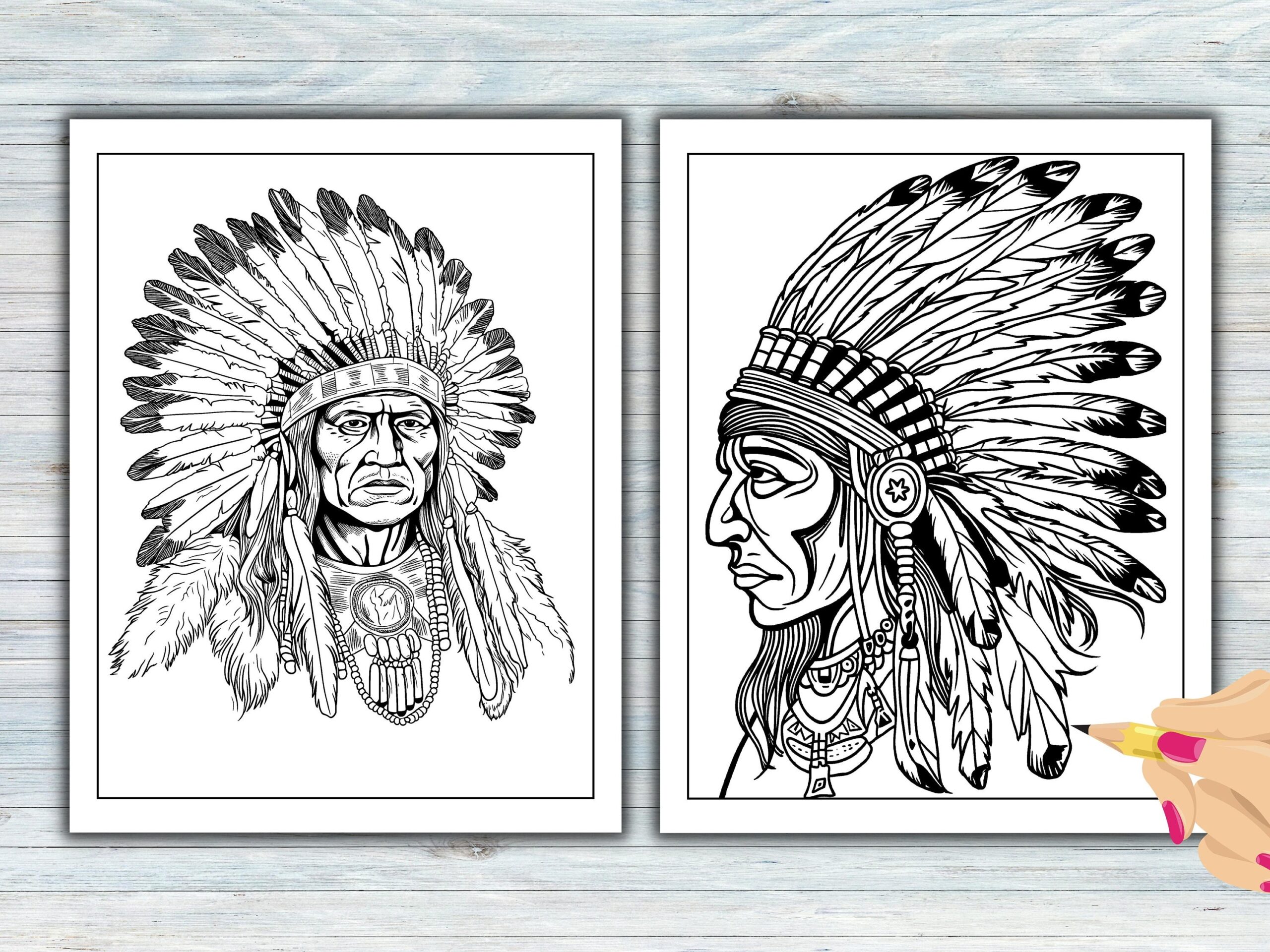 Native American Indians Warrior Chief Coloring Pages 5 Printable Sheets For Adults PDF JPEG PNG Digital Coloring Sheet Download Etsy Native American Indians Warrior Chief Coloring Pages 5 Printable Sheets For Adults PDF JPEG PNG Digital Coloring Sheet Download Etsy