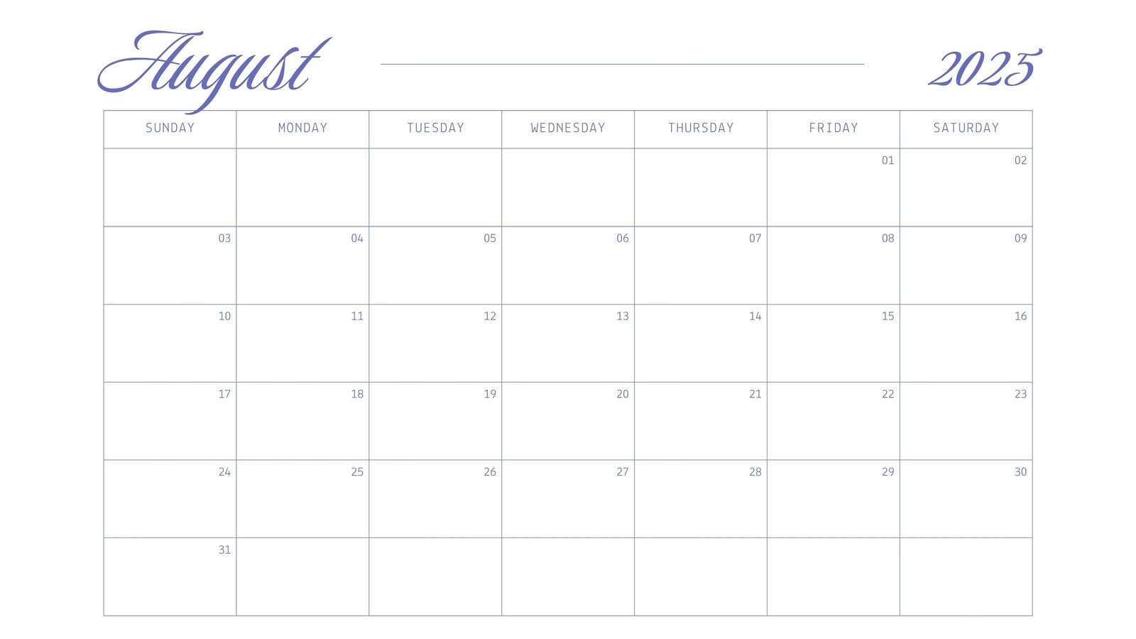 Page 2 Free Printable August 2026 Calendar Templates Canva