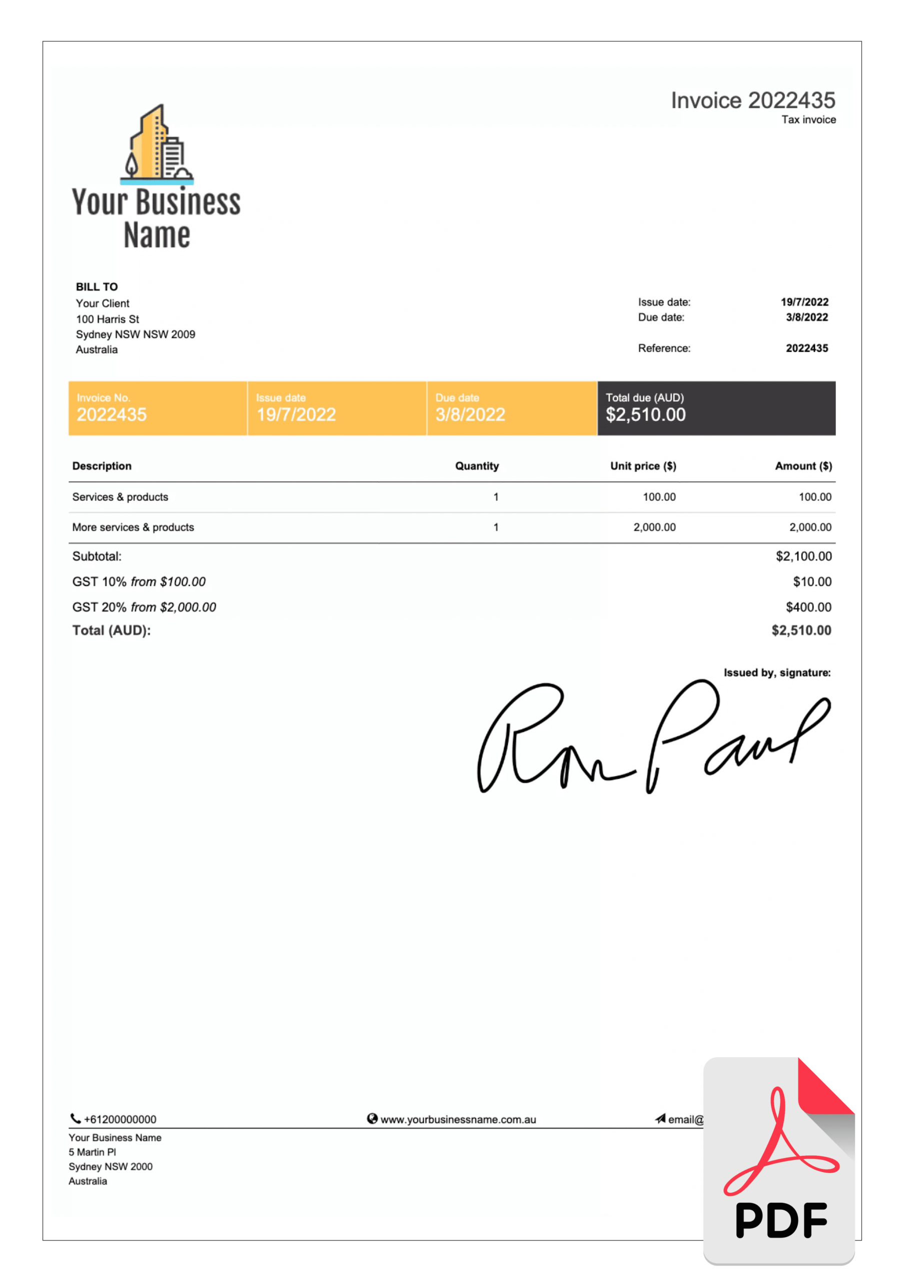 PDF Invoice Templates Free Download Billdu PDF Invoice Templates Free Download Billdu