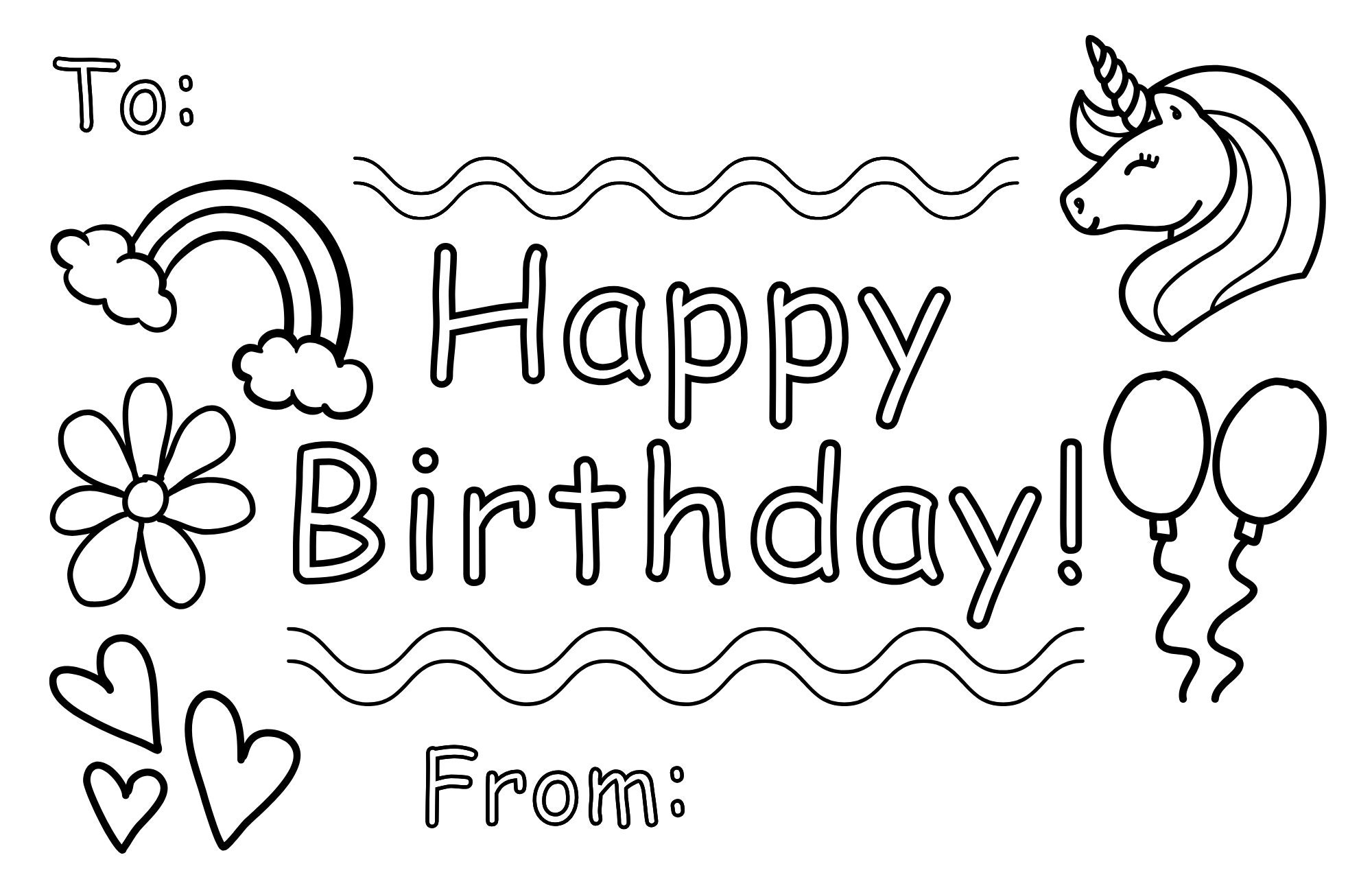 Printable And Coloring Birthday Card For Kids DIY Birthday Card For Kids Coloring Card To Make At Home Pictures To Trace To Make A Card Etsy