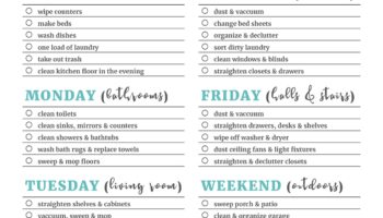 Printable Cleaning Checklists Daily Weekly Monthly Tasks 