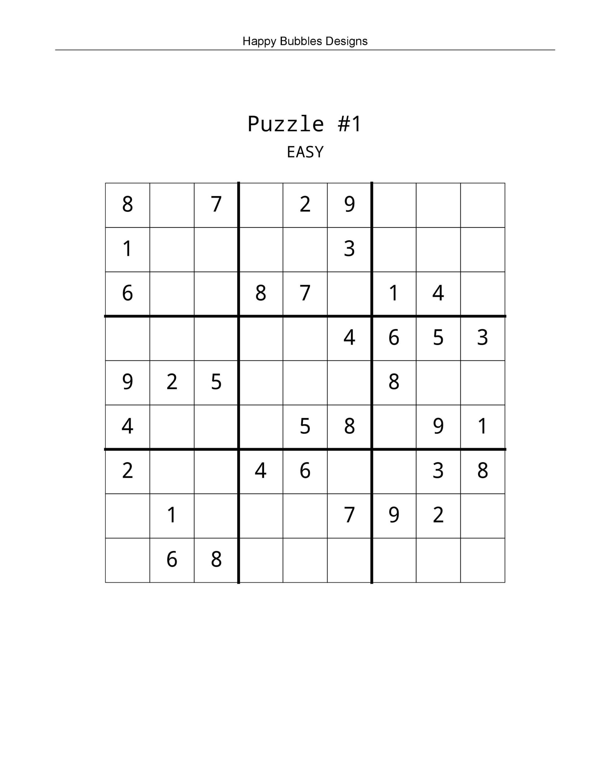 easy sudoku puzzles print