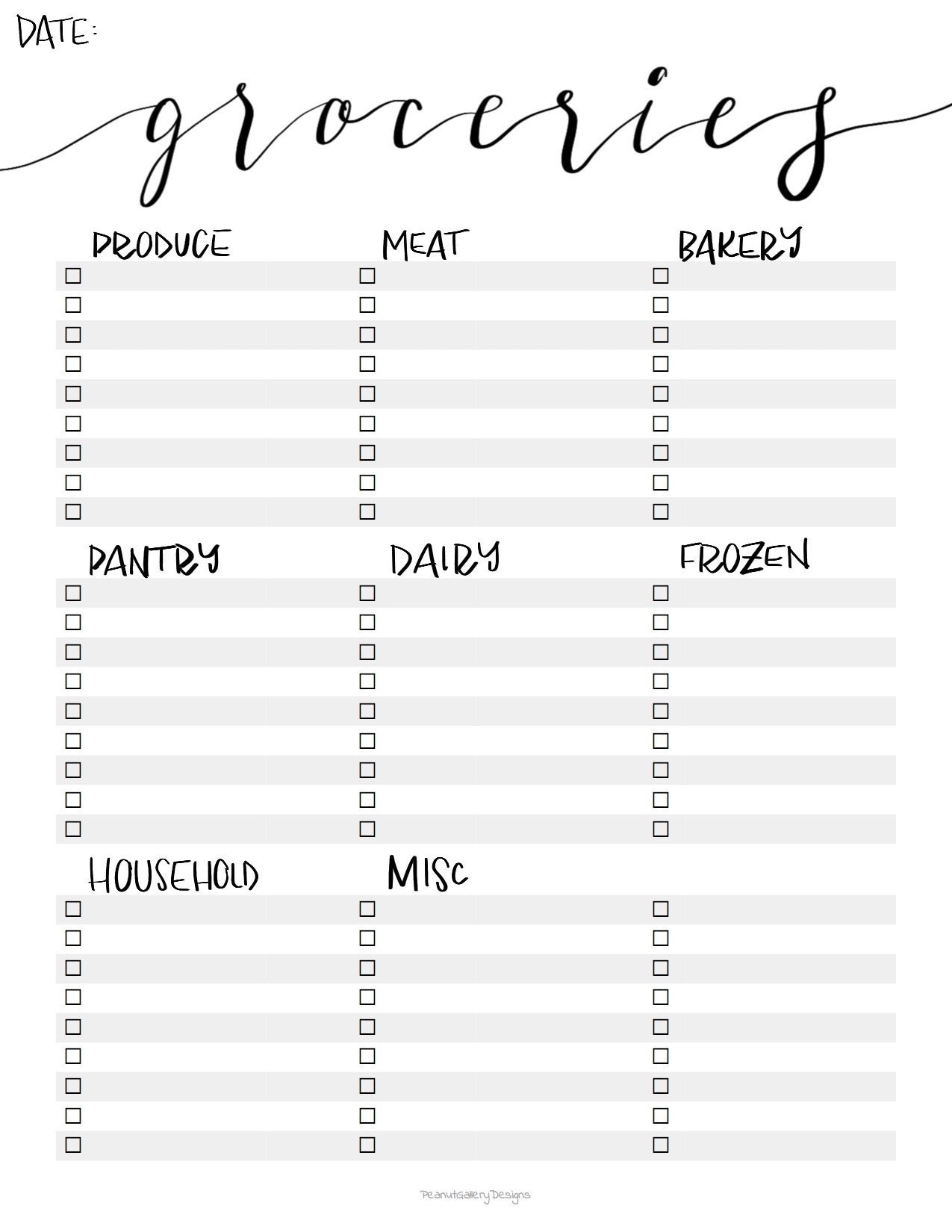 Printable Grocery List Template PDF Instand Download Etsy Denmark