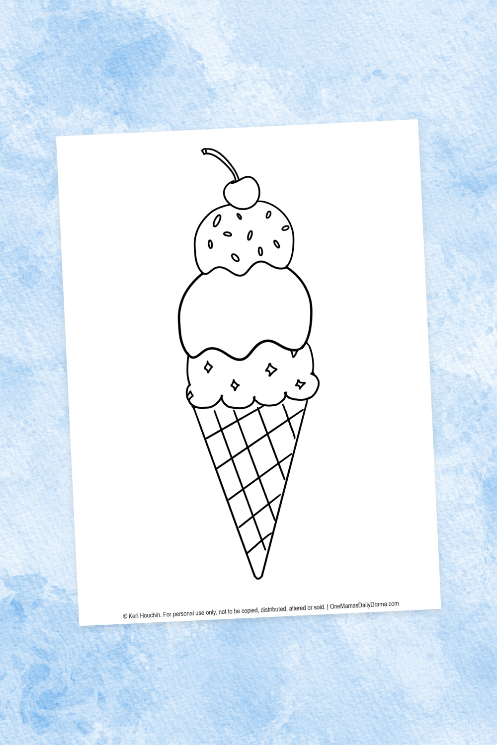 Printable Ice Cream Cone Coloring Page For Kids