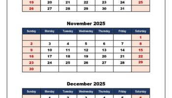 Q4 Quarterly Calendar 2025 Printable PDF Templates
