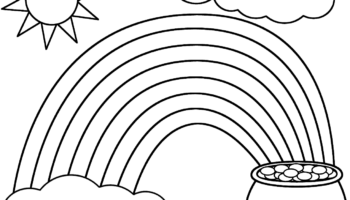 Rainbow Pot Of Gold Sun And Clouds Coloring Page St Patrick s Day 