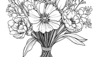 Realistic Bouquet Of Spring Flowers Coloring Page Color This Life