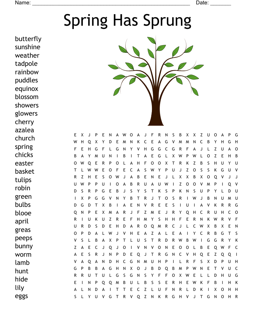 spring word search free printable