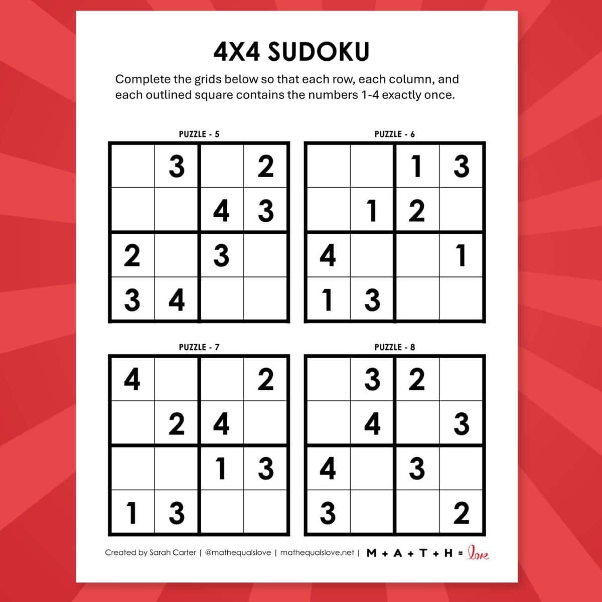 Sudoku 4x4 Puzzles Free Printable PDFs Sudoku 4x4 Puzzles Free Printable PDFs