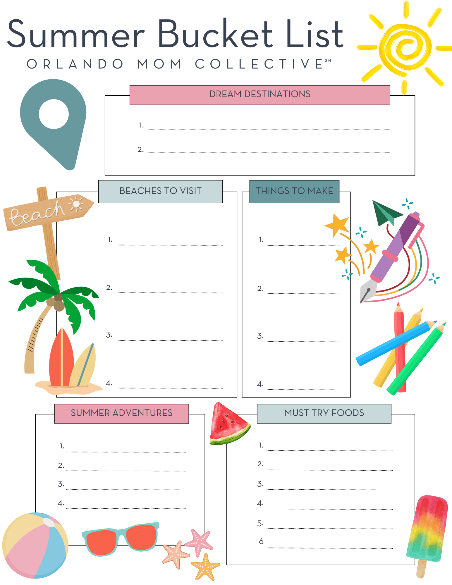 Summer Bucket List Printables
