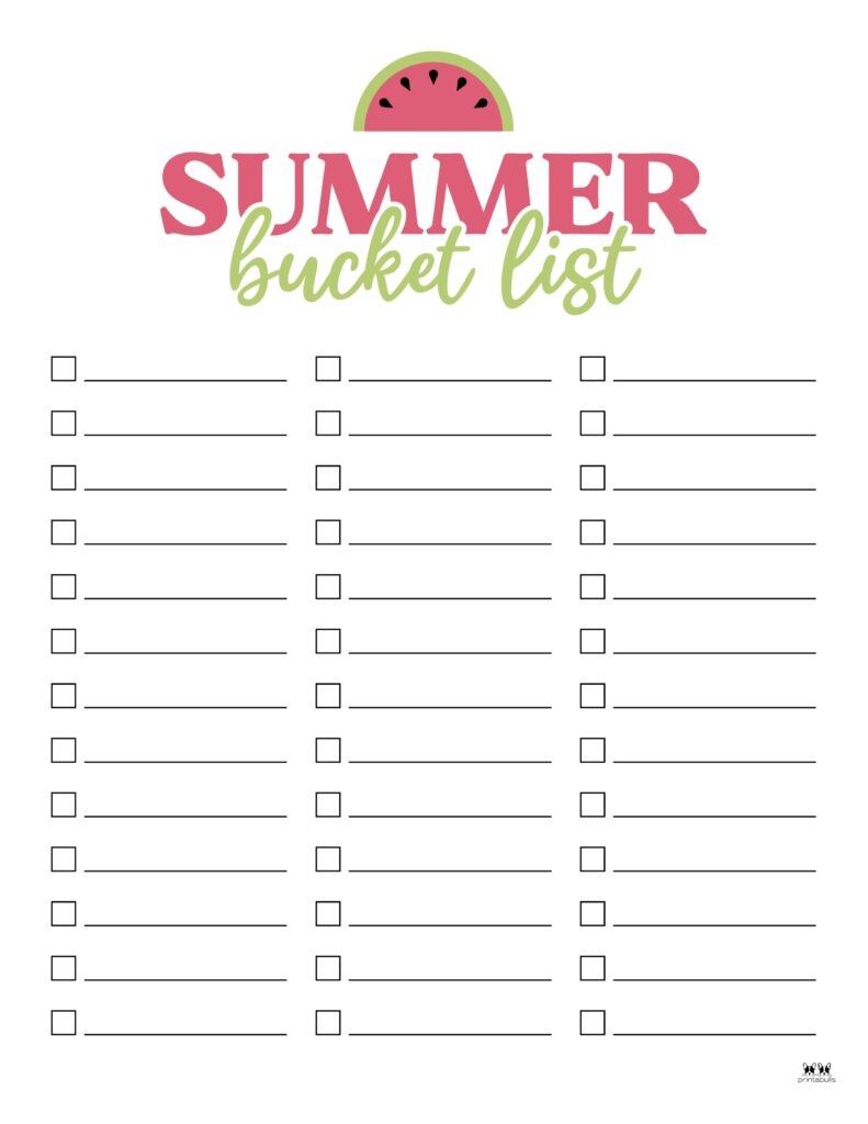 Summer Bucket Lists 20 FREE Printables Printabulls