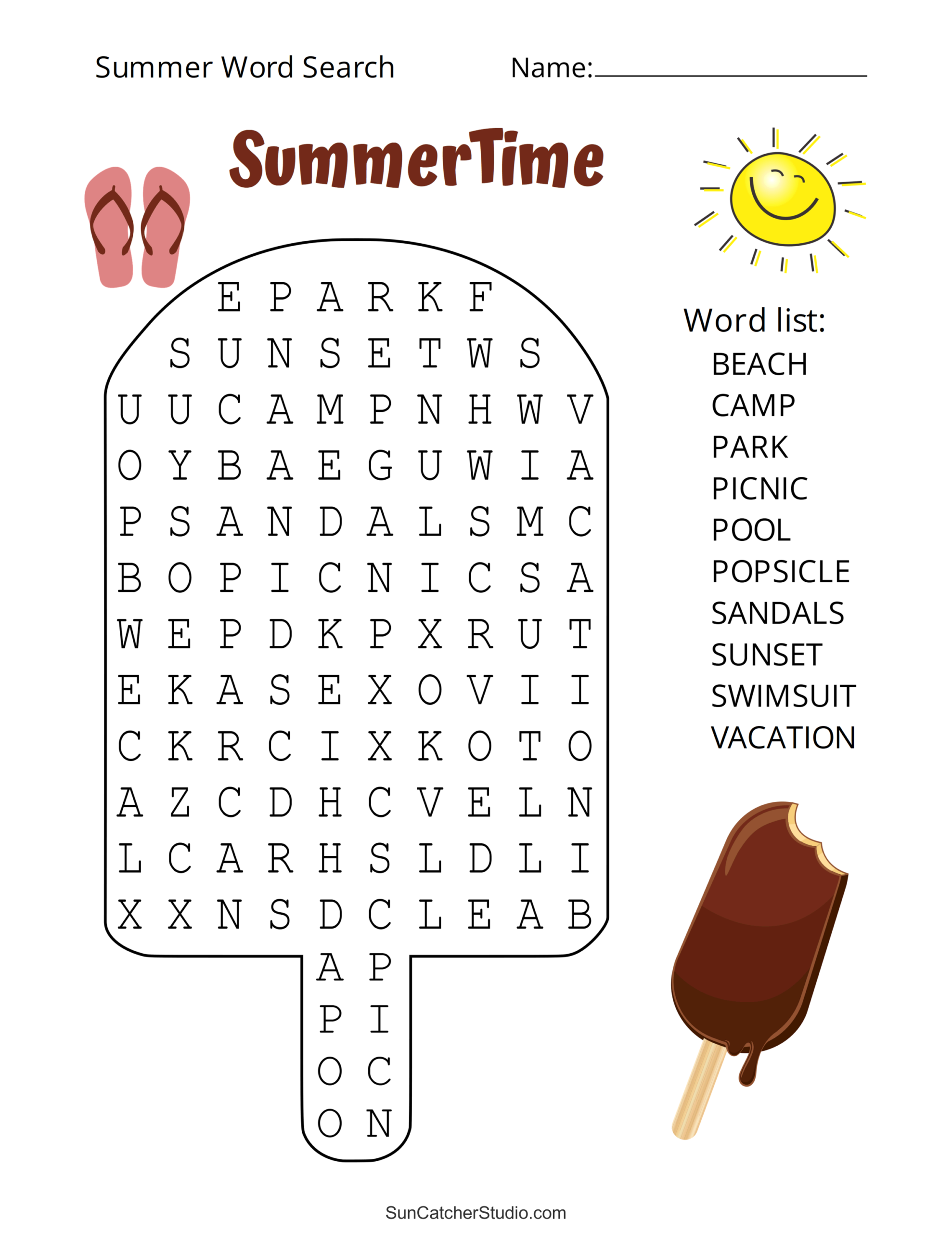 word search for summer