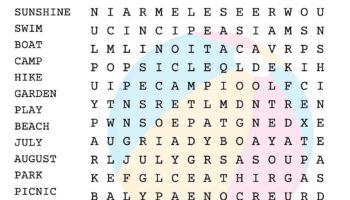 Summer Word Search Puzzle With Answer Sheet Seasonal Games Seasonal Puzzles Family Activities Children s Puzzles Etsy