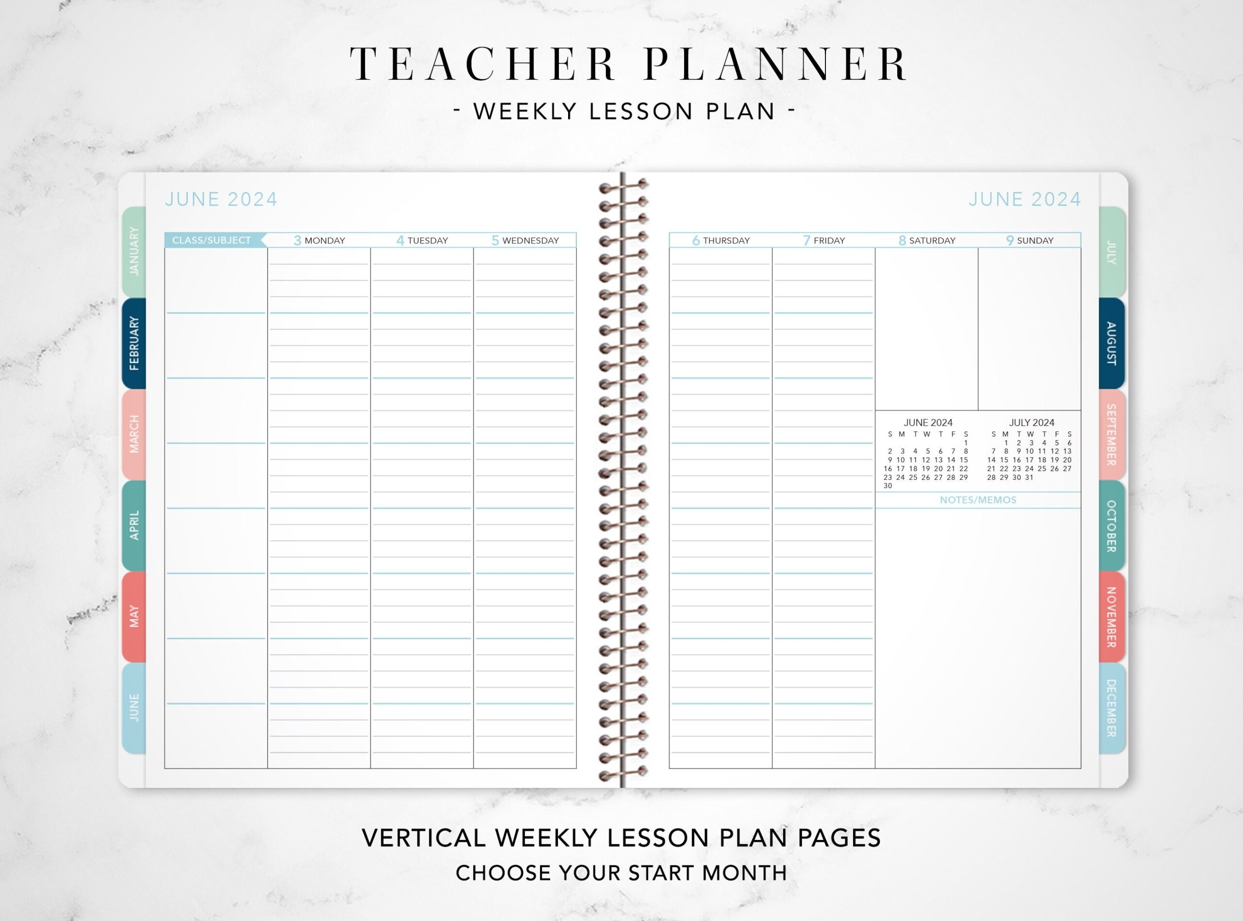 Teacher Planner 2025 2026 August To July Academic Lesson Planner With Colorful Tabs 8 5x11 Hardcover Hardcover Teacher Organizer With Tabs