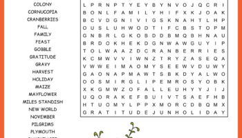 Thanksgiving Word Search