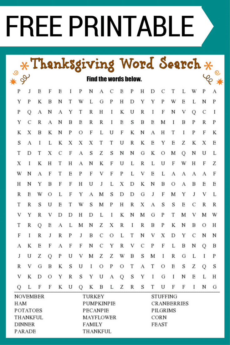 thanksgiving word search puzzles