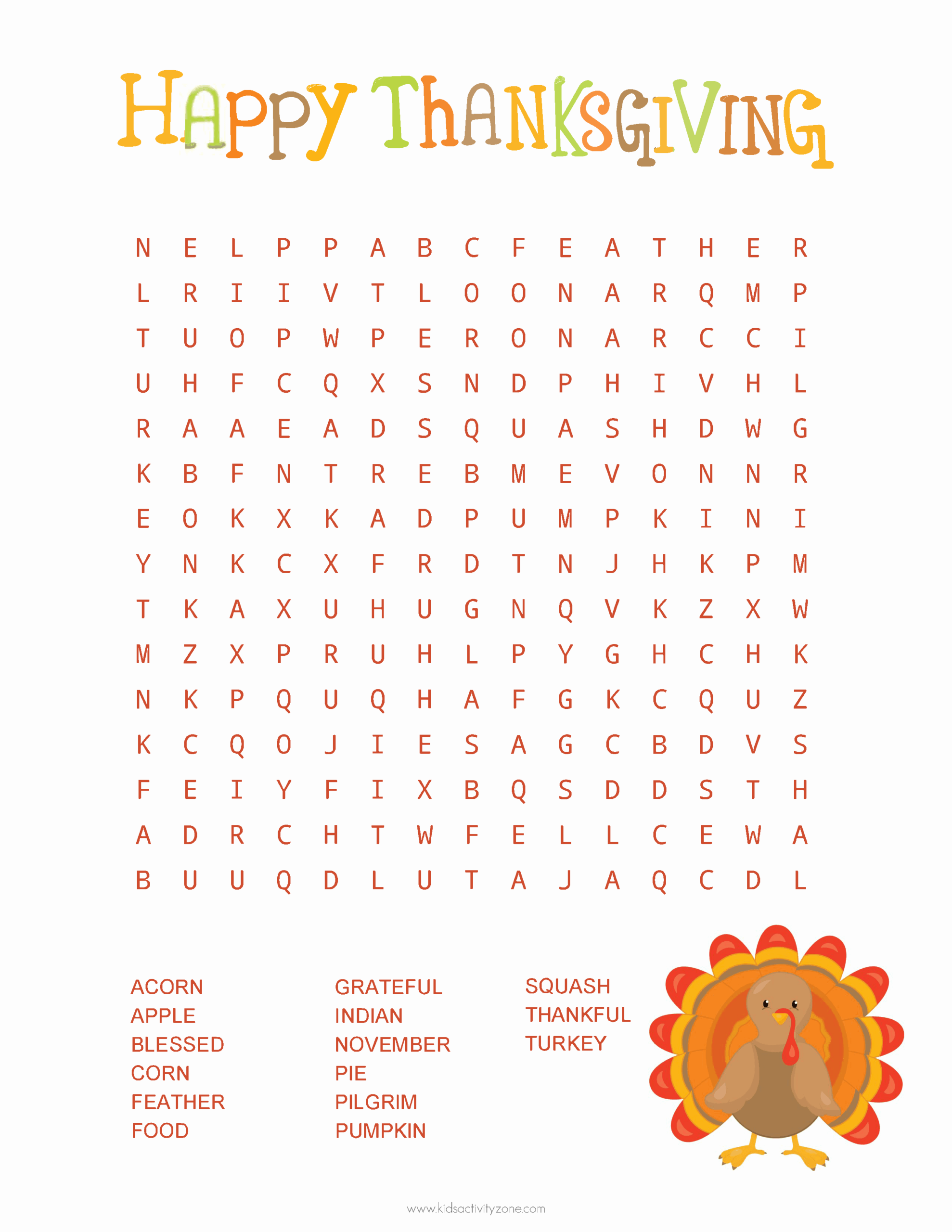 thanksgiving day word search