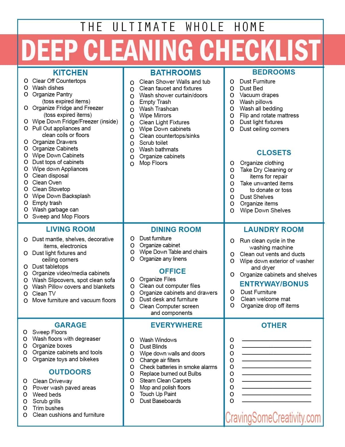 house cleaning schedule printable