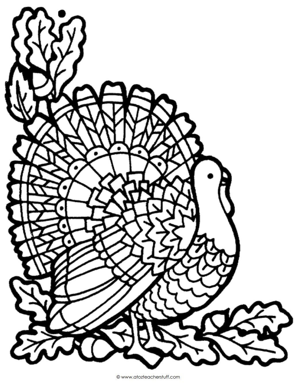 Turkey Coloring Page A To Z Teacher Stuff