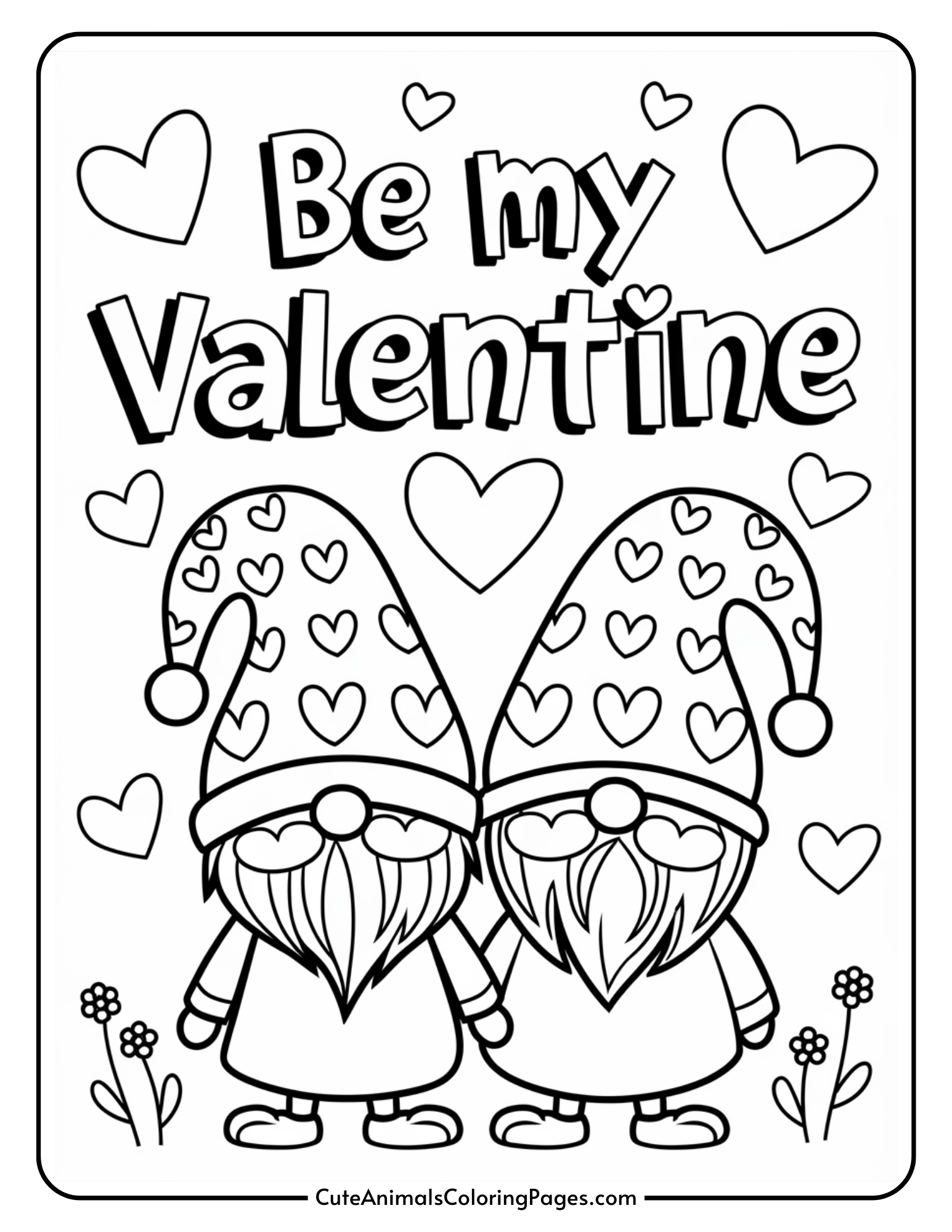 Valentine Gnome Coloring Pages 6 Free Printable PDF Pages Cute Animals Coloring Pages