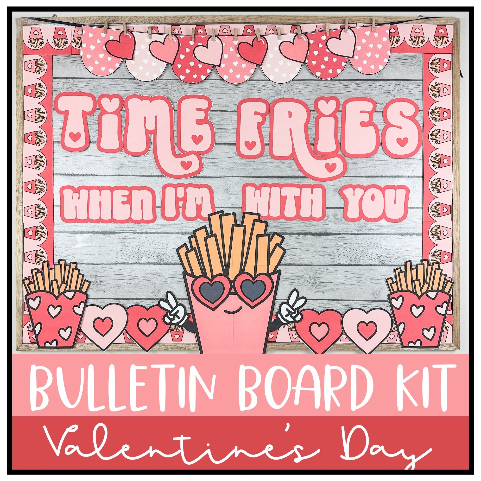 Valentine s Day Bulletin Board Kit Classroom Decor Retro Fries Theme Etsy