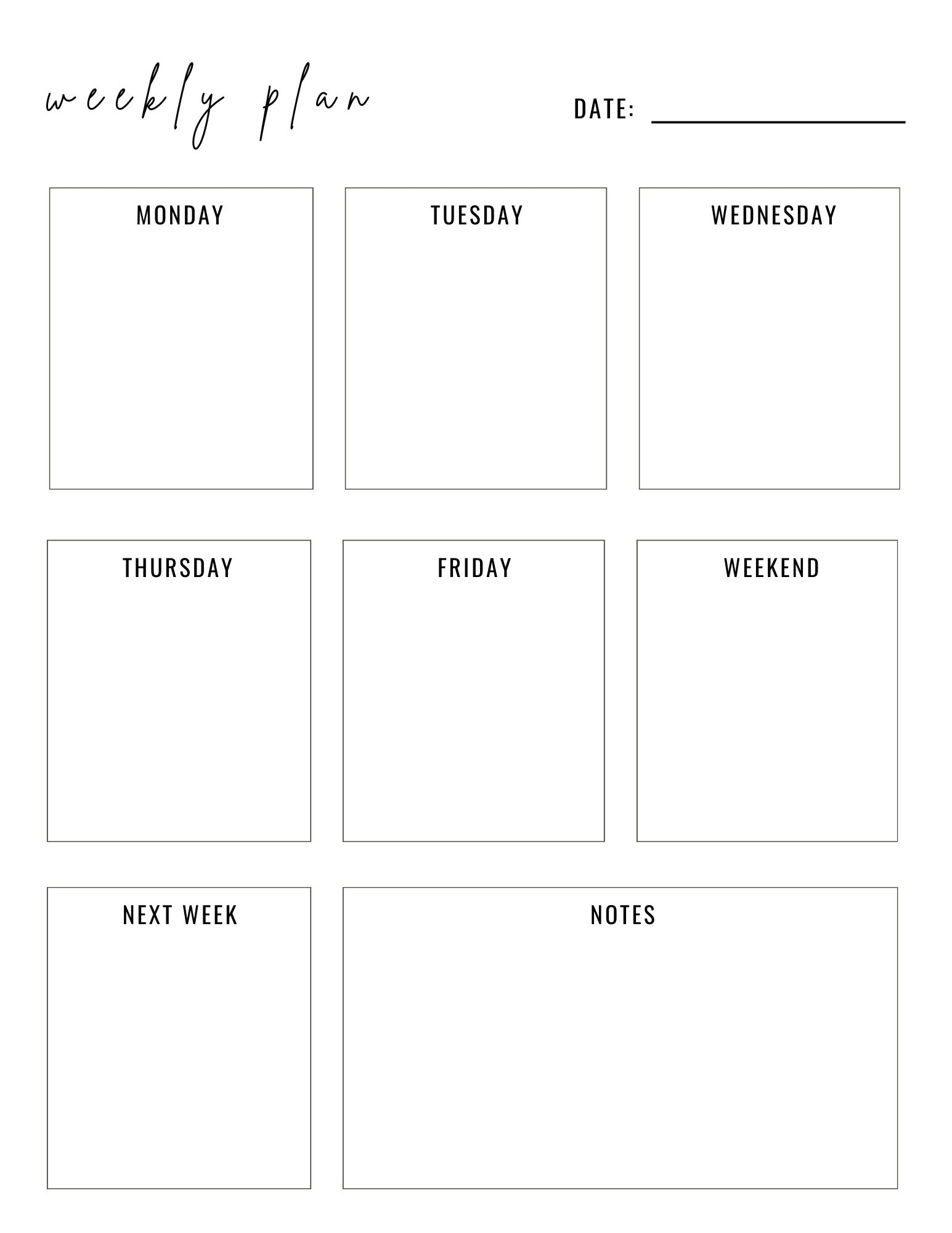 free weekly planner template