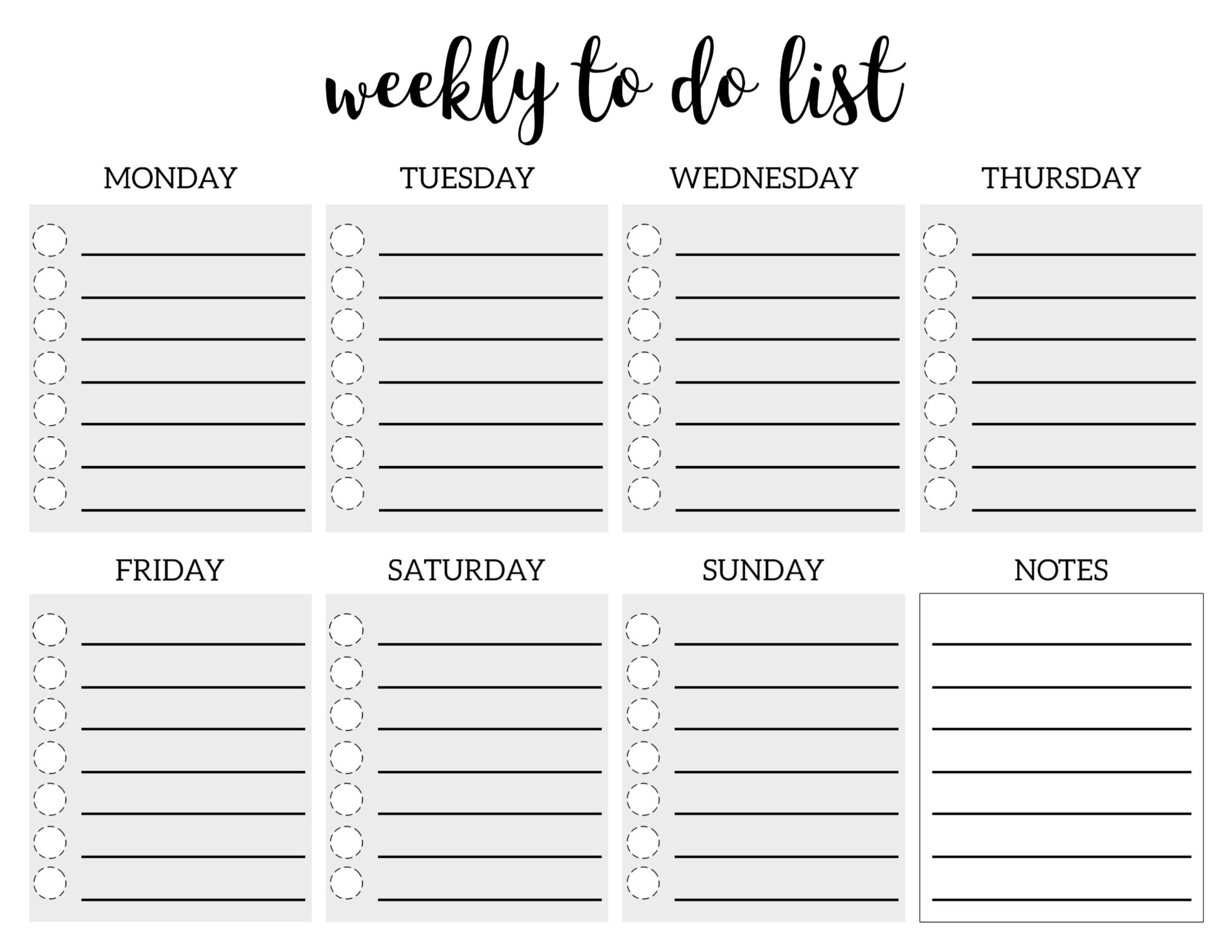 printable to do list