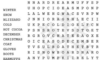 Winter Word Search Puzzle With Answer Sheet Seasonal Puzzles Family Activities Children s Puzzles Etsy