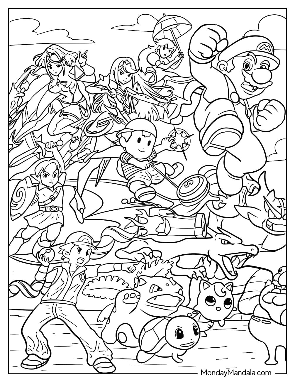 super smash bros characters coloring pages