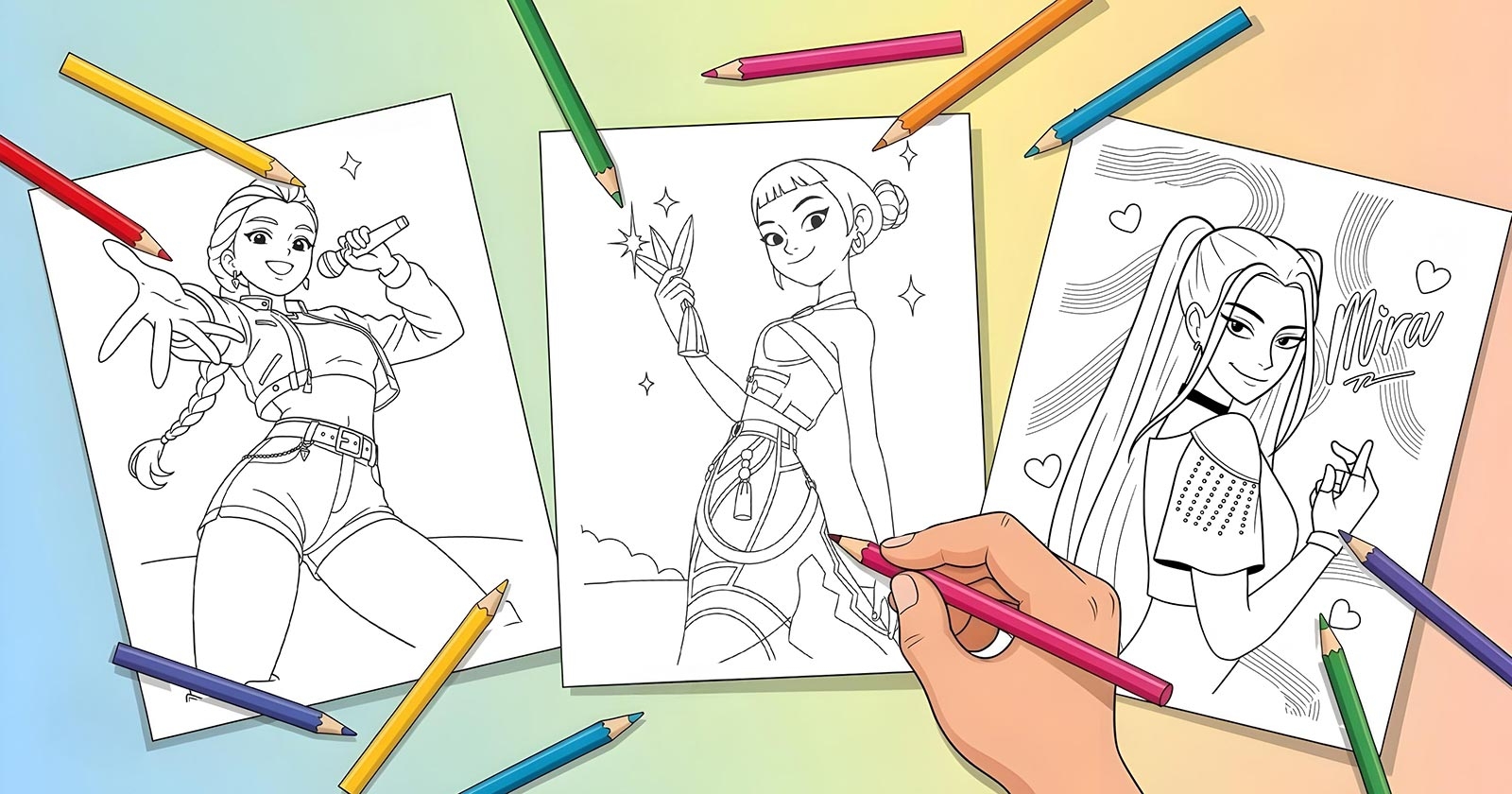 printable k pop demon hunters coloring pages