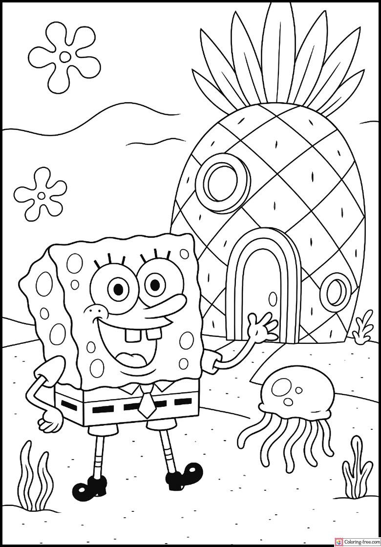 4290 Page SpongeBob And His Colouring Page In Front Of His 