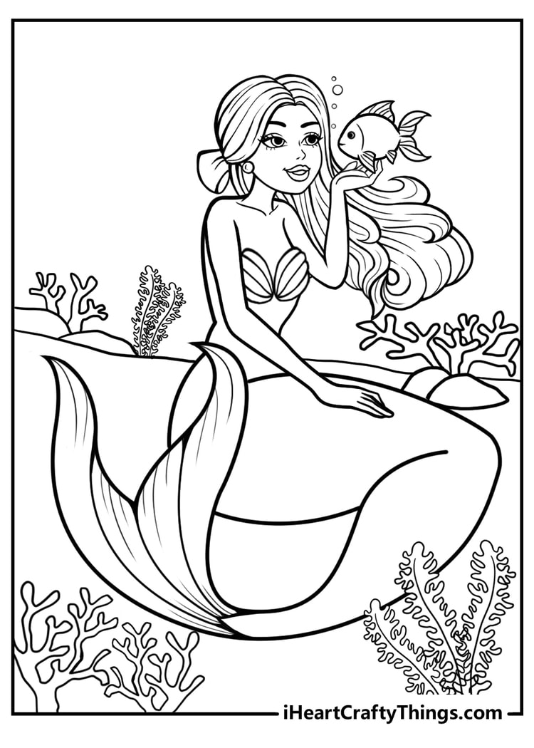 mermaid coloring pages printable mermaid coloring pages printable